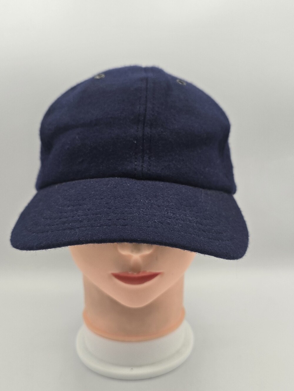 Vintage Solid Navy Blue Wool Blend Union Made In USA Fitted Hat Size 7